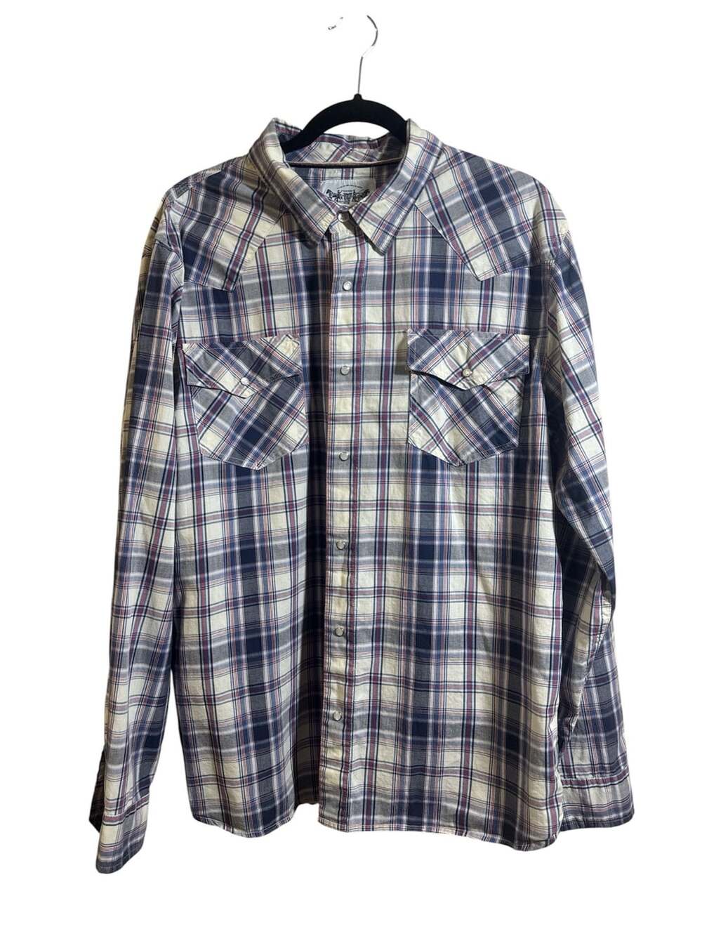 Levi's Two Horse Brand Men's Plaid Long Sleeve Western Pearl Snap Shirt